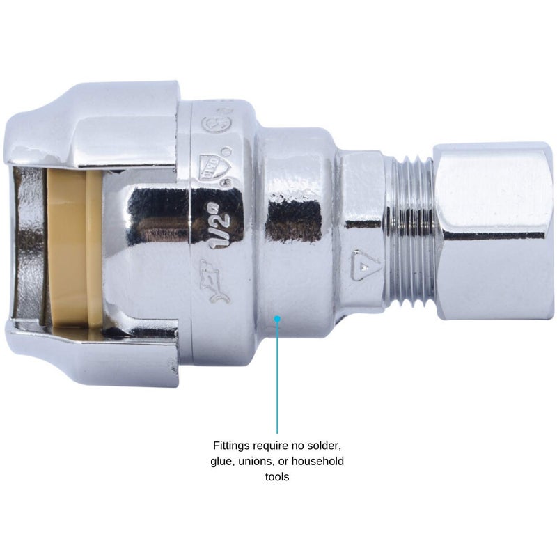 SharkBite 1/2 Inch (3/8 Inch OD) Barb Compression Adapter, Push To Connect Brass Plumbing Fitting, PEX Pipe, Copper, CPVC, PE-RT, HDPE, U637LFA - Image 3